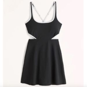 NWT Abercrombie black with white trim traveler mini dress with cutouts Size XS